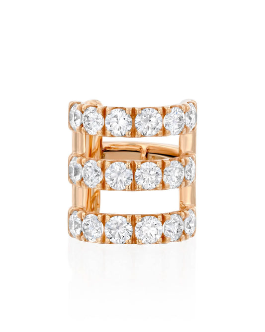 Three Rows Diamond-Set Helix Earring