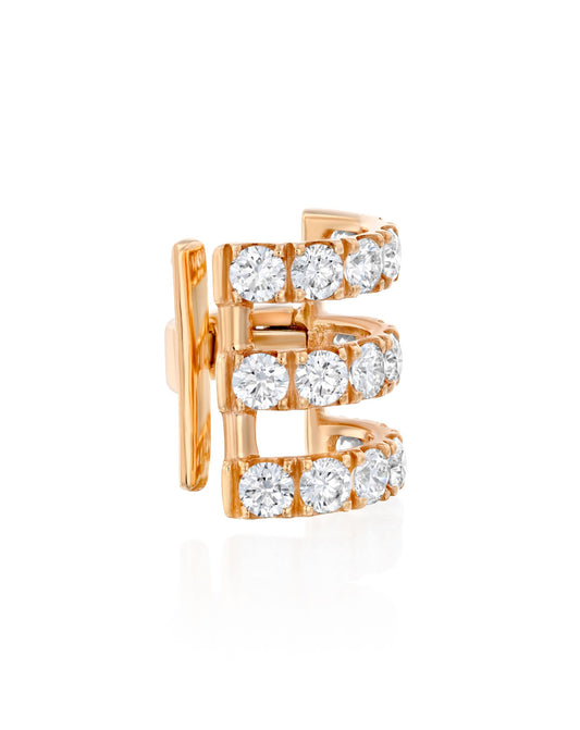 Three Rows Diamond-Set Helix Earring