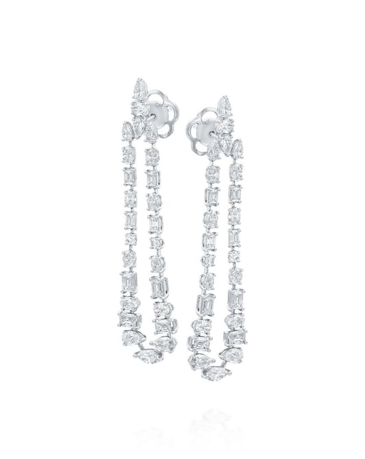 Long Diamond Earrings with Mixed Cuts