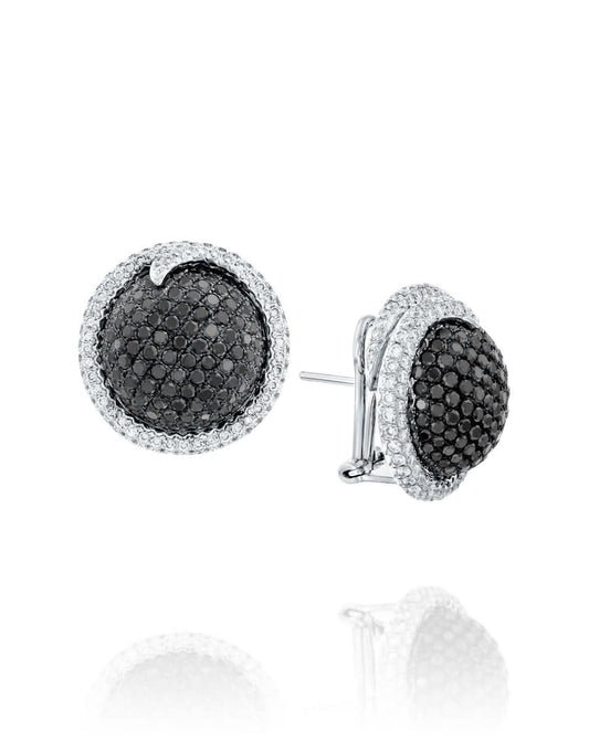 White Gold Earrings Set With Black Diamonds