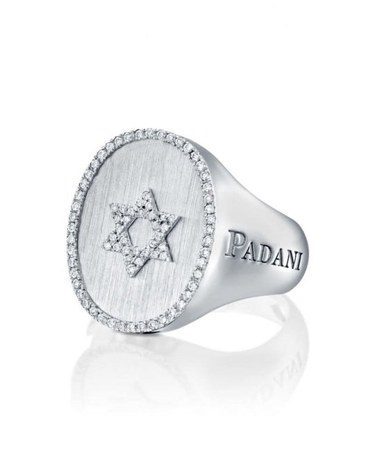טבעת חותם מגן דוד יהלומים