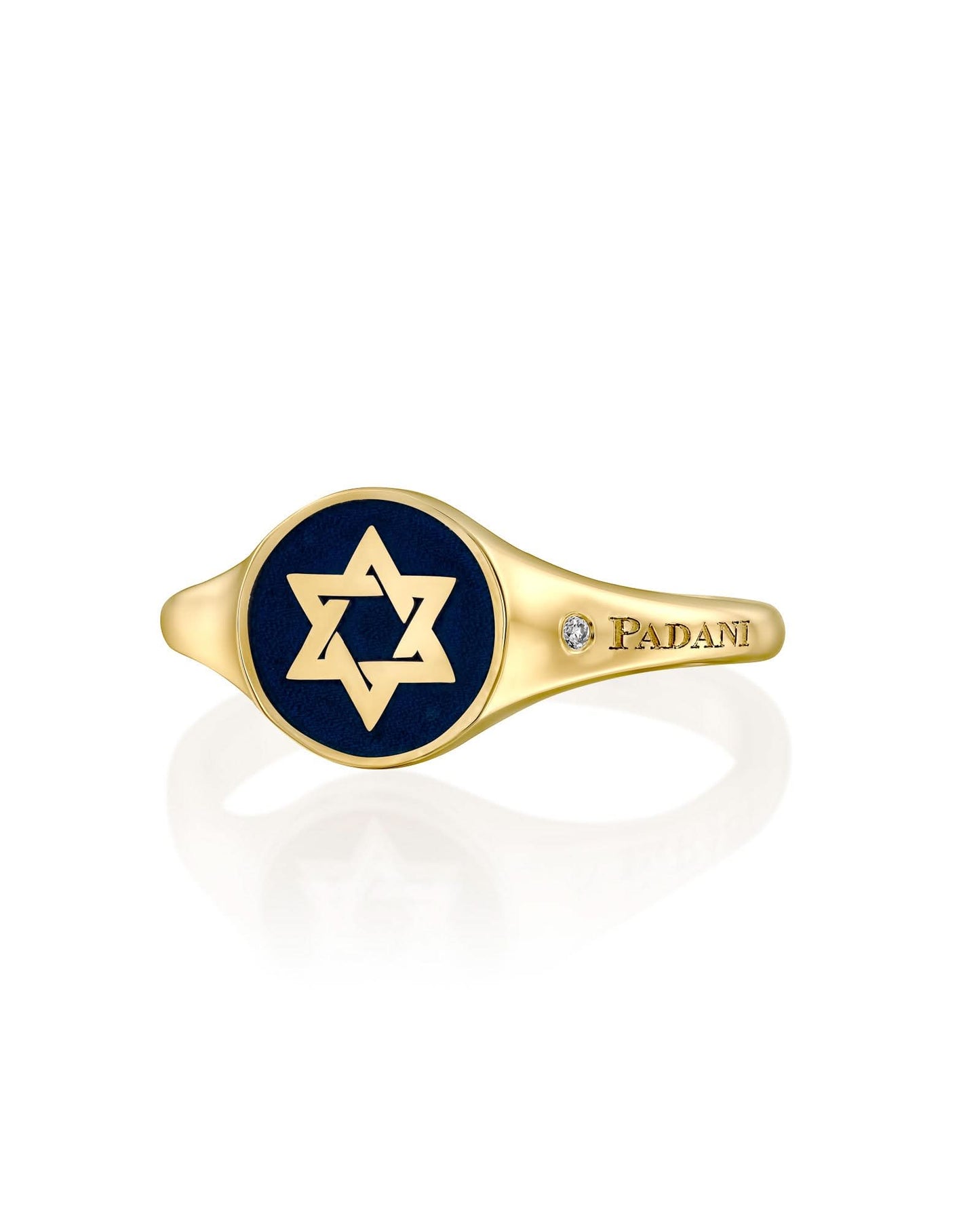 טבעת חותם מגן דוד אמייל כחול - S