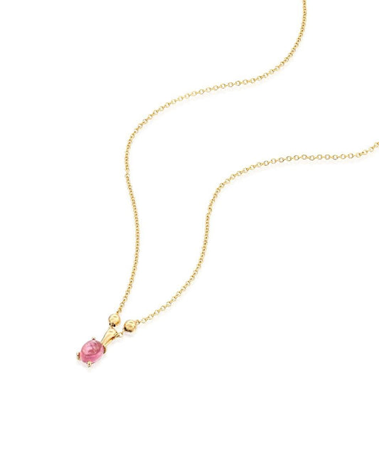 Yellow Gold Necklace with Pink Tourmaline Pendant