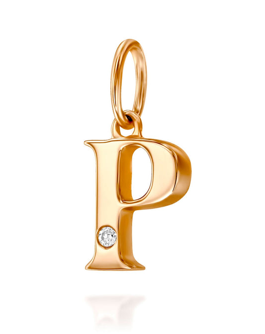 תליון אות P משובץ יהלום