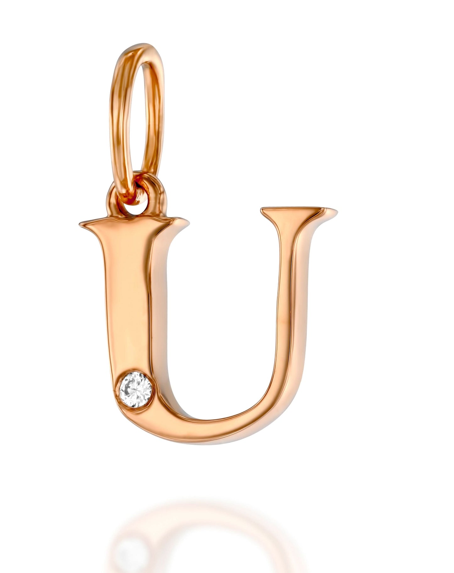 תליון אות U משובץ יהלום