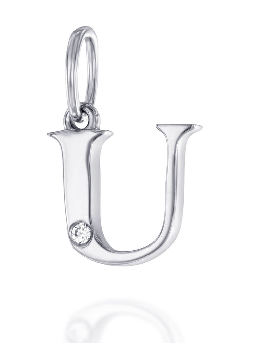 תליון אות U משובץ יהלום