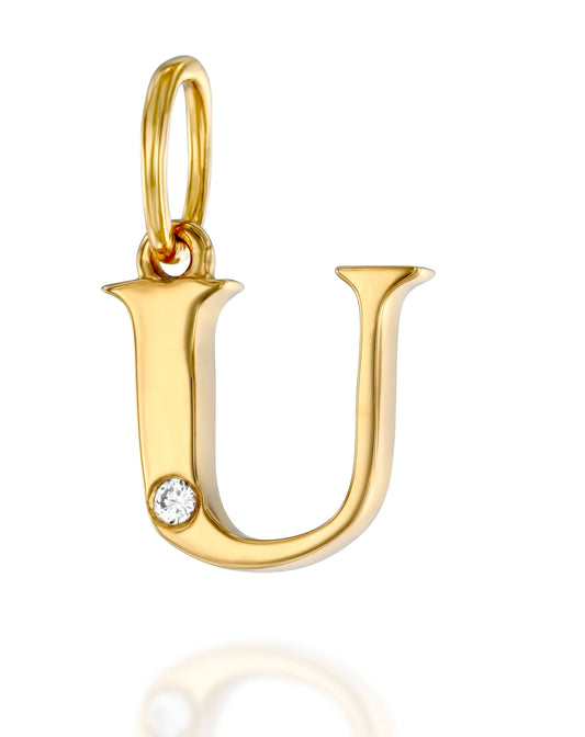 תליון אות U משובץ יהלום