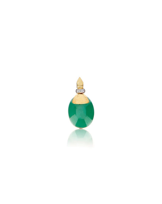 Yellow Gold Pendant Necklace with Green Aventurine and Diamond Details - MEDIUM