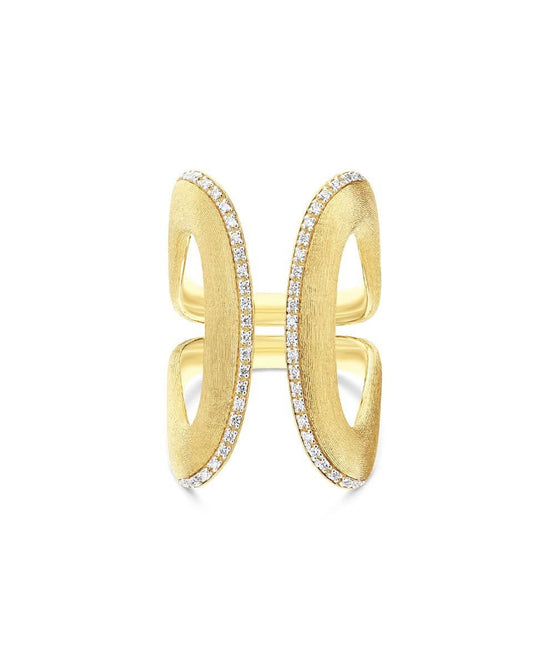 Yellow Gold Double Band Diamond Ring