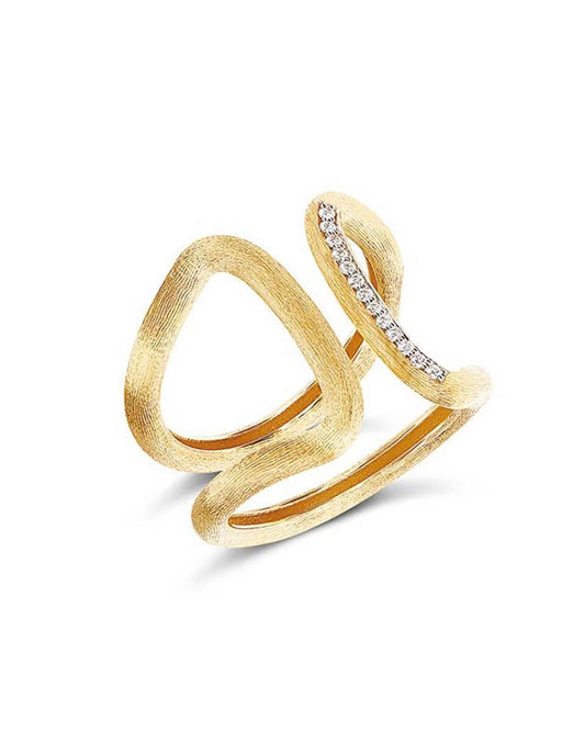 Yellow Gold Open Wave Diamond Ring