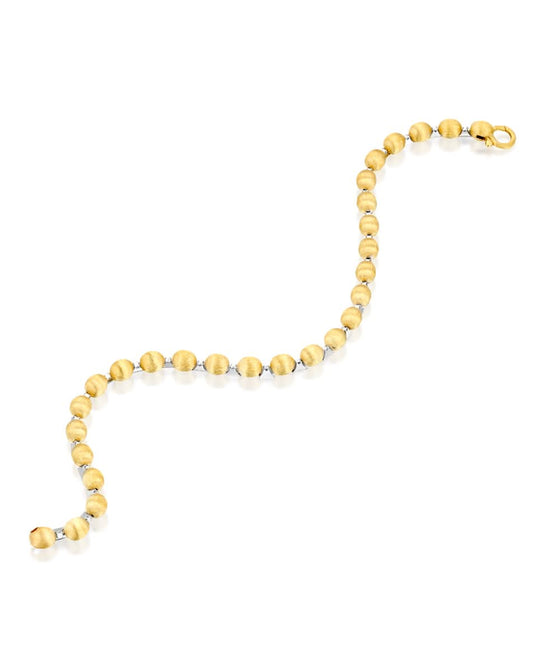 Yellow Gold Oval Bead Bracelet with Diamond Accents
